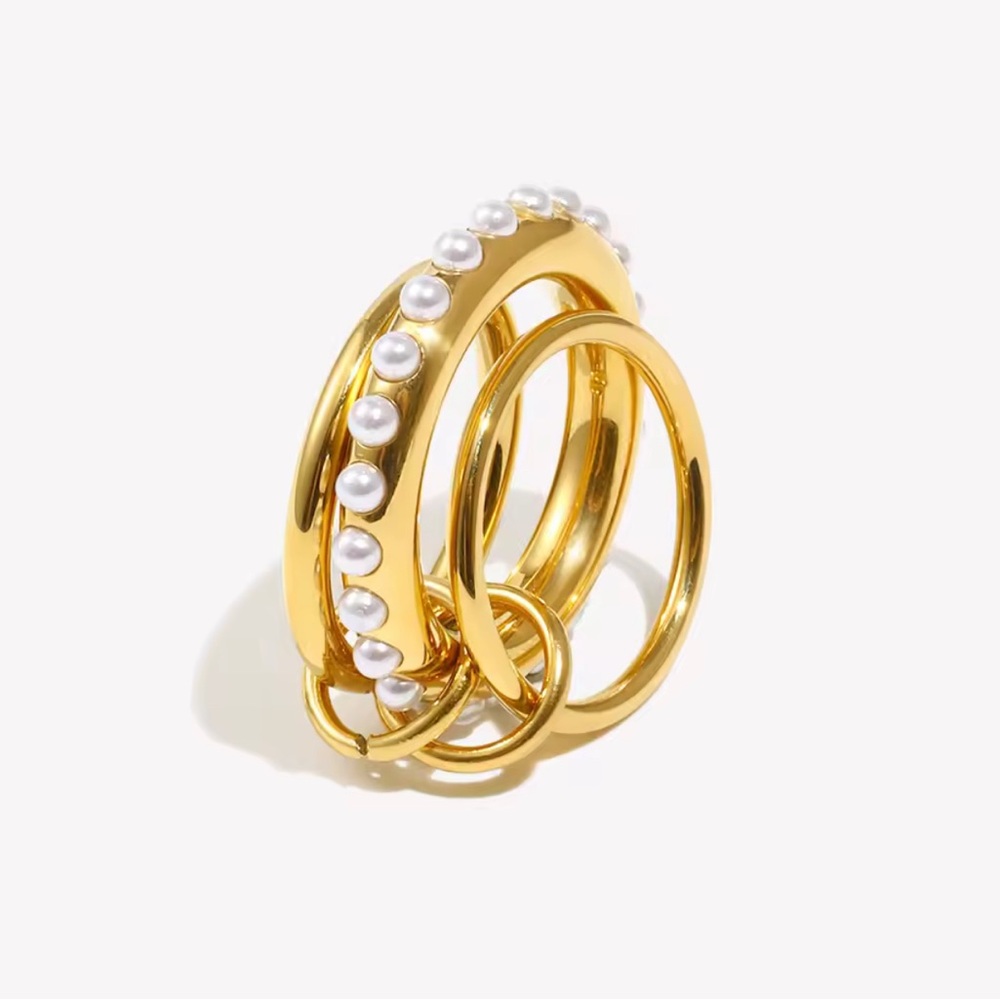 Gold with Pearl Stackable Rings